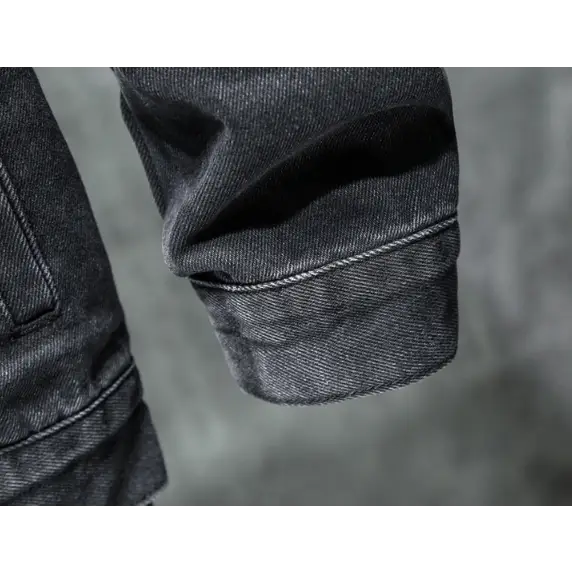 Men's Thick Fleece-Lined Denim Jacket with Hood