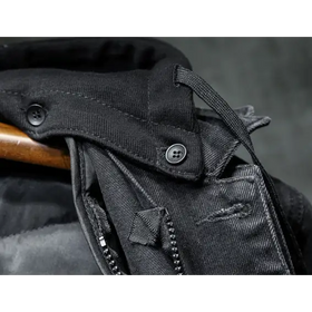 Men's Thick Fleece-Lined Denim Jacket with Hood