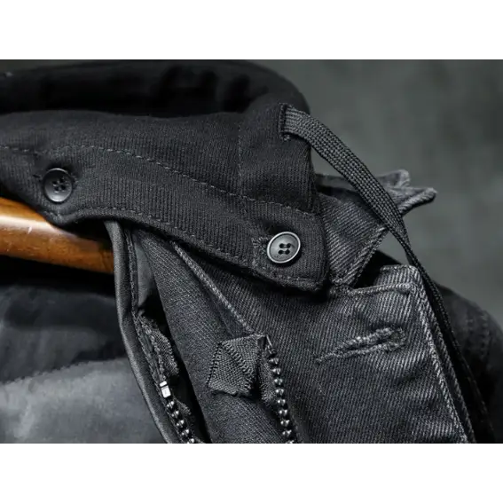 Men's Thick Fleece-Lined Denim Jacket with Hood