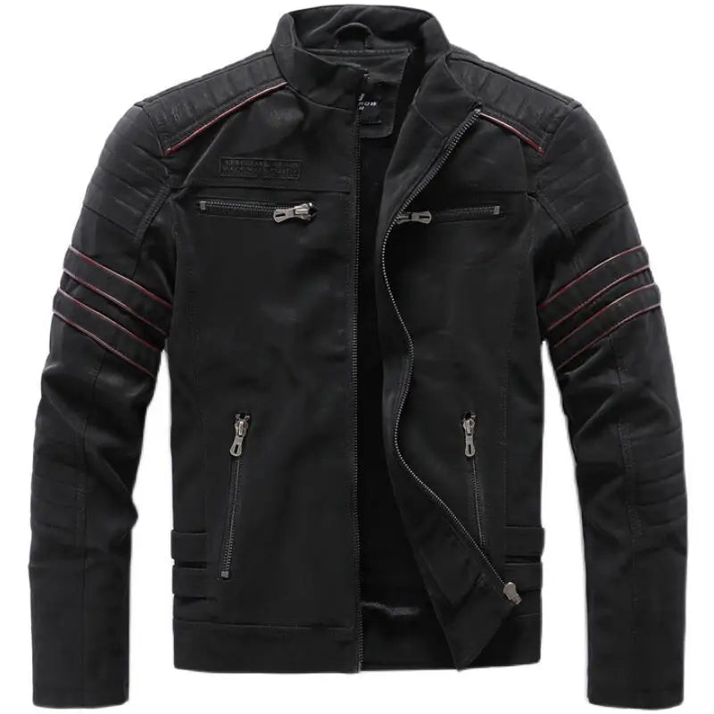 Men's Thick Fleece-Lined PU Leather Jacket (Plus Size)