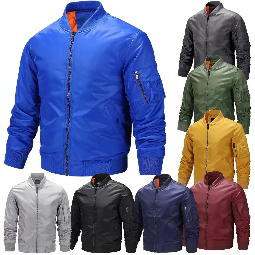 Men's Thin Stand Collar Flight Jacket for Spring & Autumn
