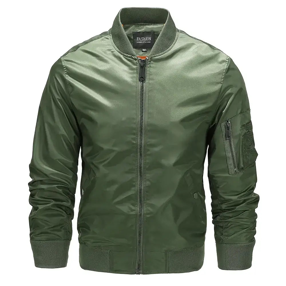 Men's Thin Stand Collar Flight Jacket for Spring & Autumn