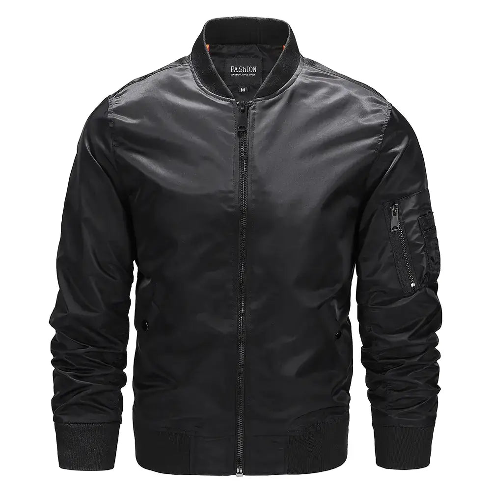 Men's Thin Stand Collar Flight Jacket for Spring & Autumn