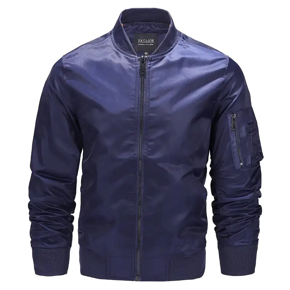 Men's Thin Stand Collar Flight Jacket for Spring & Autumn