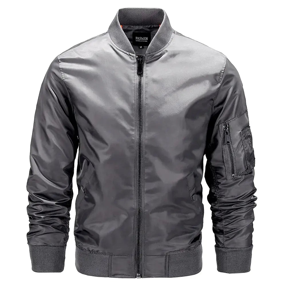 Men's Thin Stand Collar Flight Jacket for Spring & Autumn