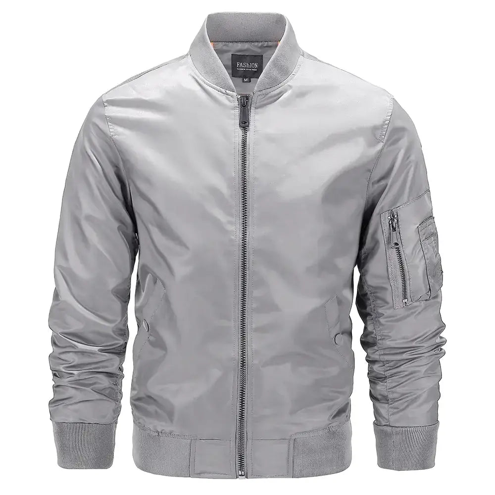 Men's Thin Stand Collar Flight Jacket for Spring & Autumn