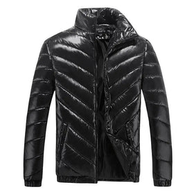 Men's Warm Stand Collar Jacket, Thick Cotton Coat