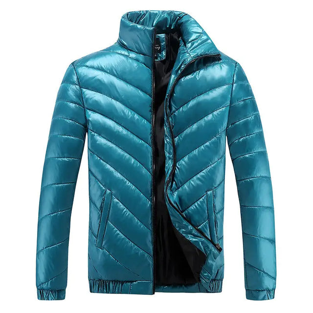 Men's Warm Stand Collar Jacket, Thick Cotton Coat