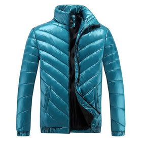 Men's Warm Stand Collar Jacket, Thick Cotton Coat