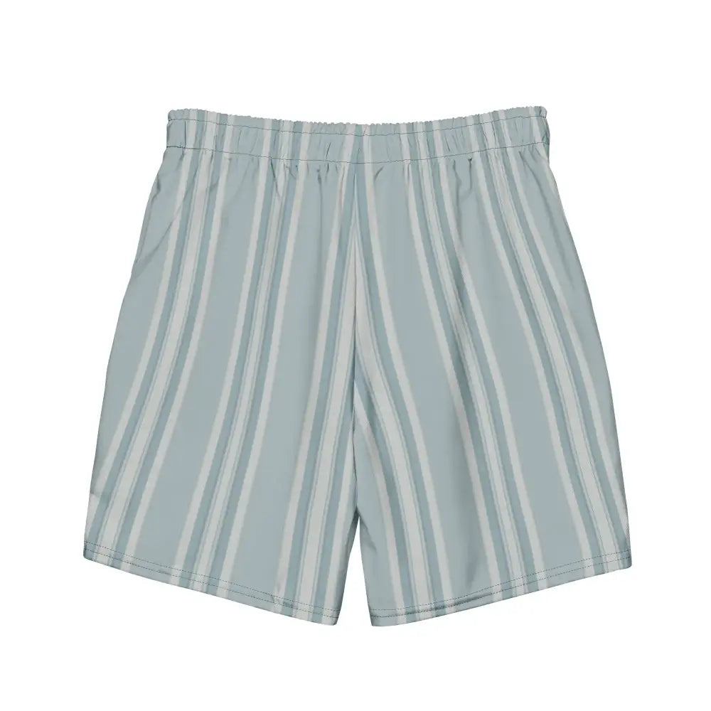 Light blue and white vertically striped shorts with an elastic waistband.