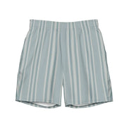 Light blue and white vertically striped shorts with an elastic waistband.
