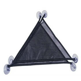Black triangular mesh net with four clear suction cups for attachment.