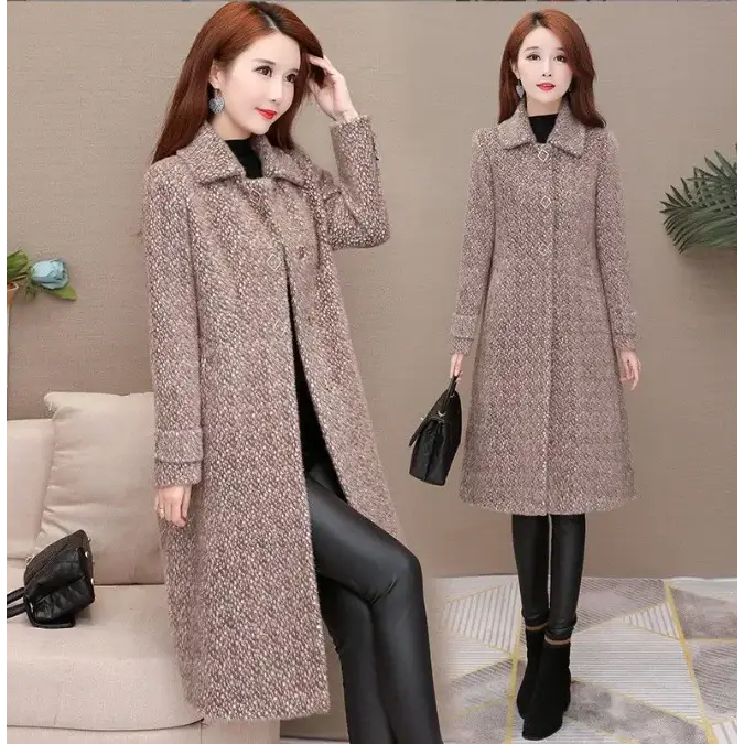 Mid-Length Padded Imitation Mink Fleece Coat for Women