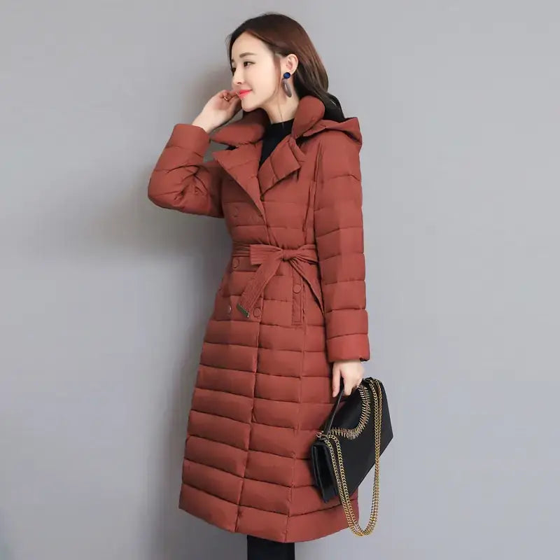 Mid-Length Women's Hooded Padded Down Coat