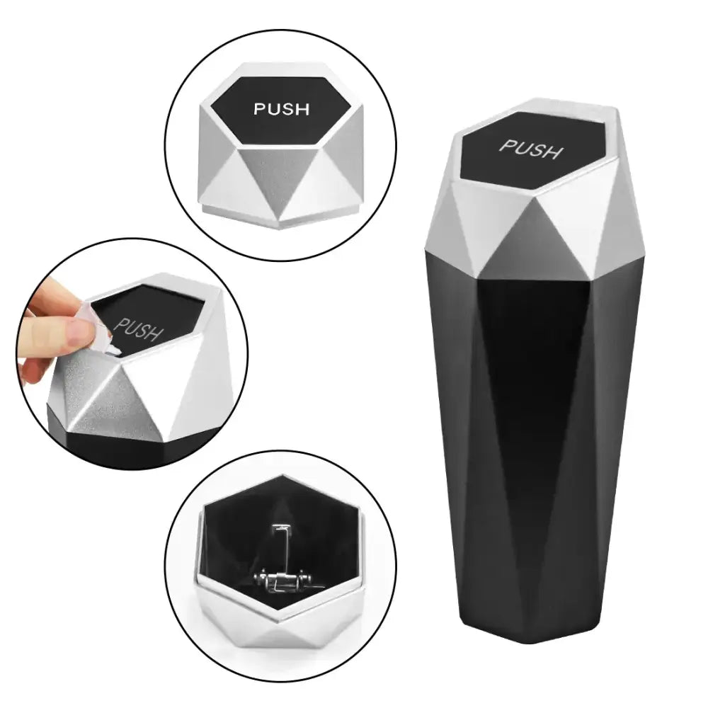Mini Car Trash Bin with Cup Holder and Storage Box