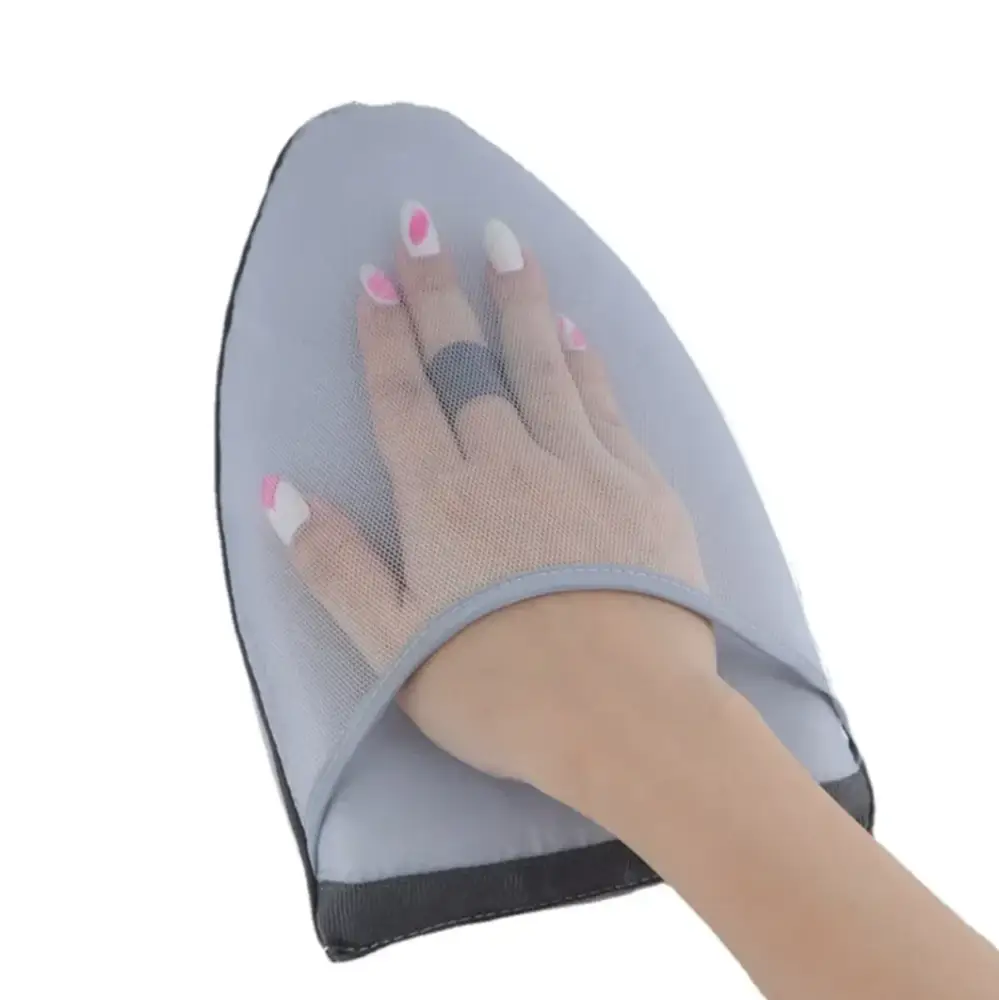 Gray mesh hand warmer with a soft, padded interior and reinforced black trim.