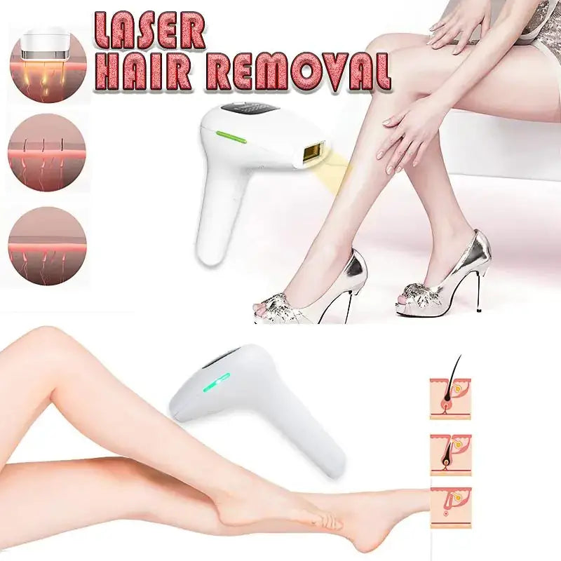 White handheld laser hair removal device with green accent lighting