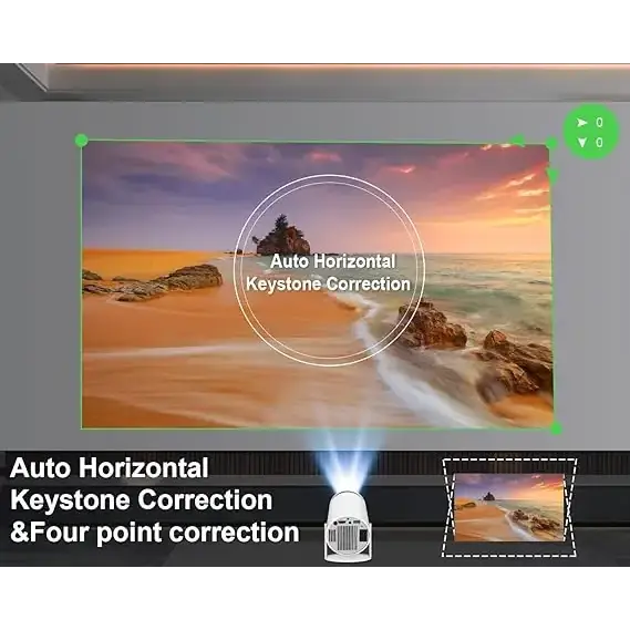 Mini Projector 4K 1080P Support, Portable Projector WiFi6 BT 5.0 Android 11, Smart Projector Auto Horizontal Correction,180°Rotatable Outdoor Movie Projector Compatible with Phone