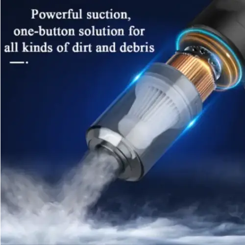 A sleek, transparent cylindrical vacuum cleaner nozzle with a metallic gold and silver finish.