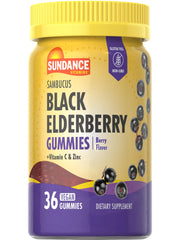 Sundance Black Elderberry Gummies | 36 Count | with Vitamin C and Zinc | Berry Flavor | Vegan Non-GMO and Gluten Free Supplement