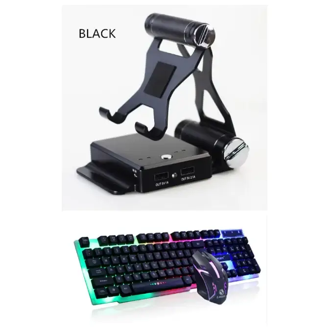Black gaming keyboard with rgb lighting and matching wireless mouse