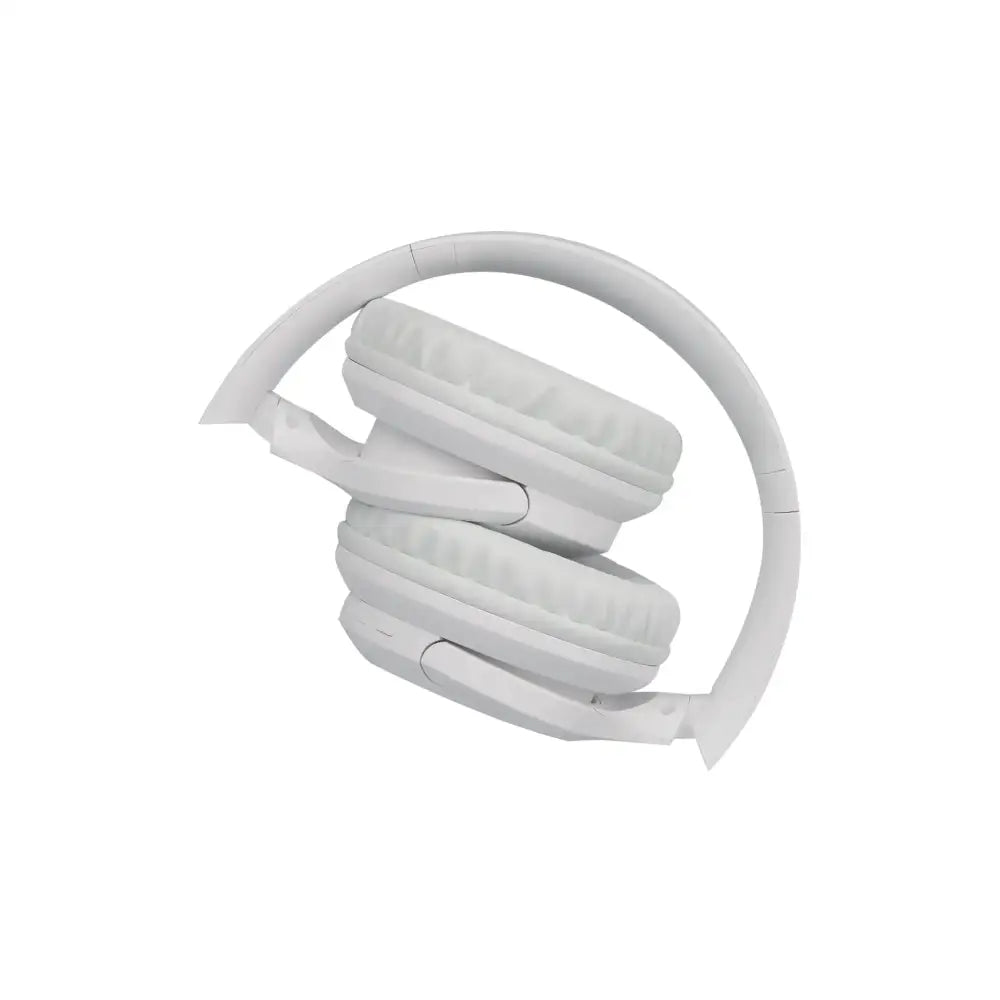 White over-ear wireless headphones with soft, padded earcups and a sleek, minimalist design.