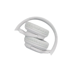 White over-ear wireless headphones with soft, padded earcups and a sleek, minimalist design.