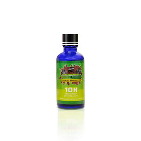 Blue glass bottle with black cap and green label featuring ’10h nano coating protection’ for extreme off-road use.
