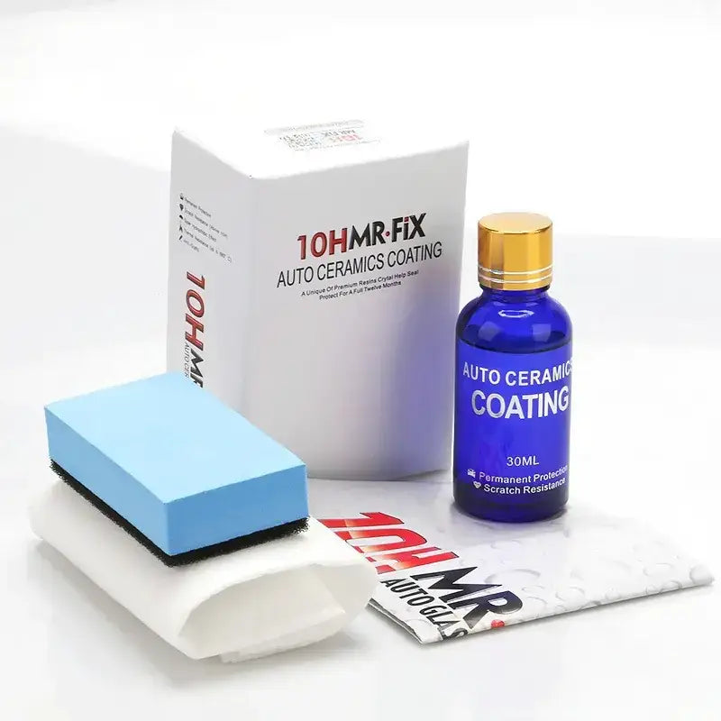Blue glass bottle with gold cap containing 30ml of auto ceramic coating.