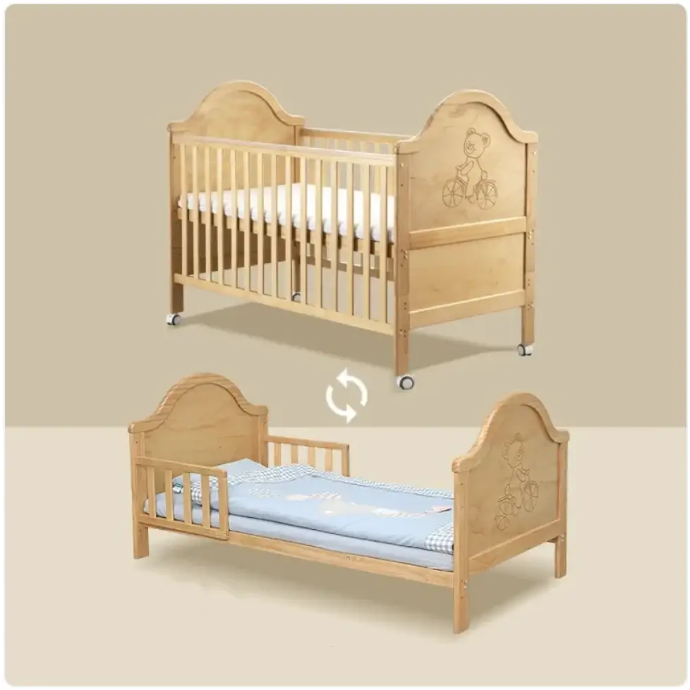Multi-Function Pine Baby Bed