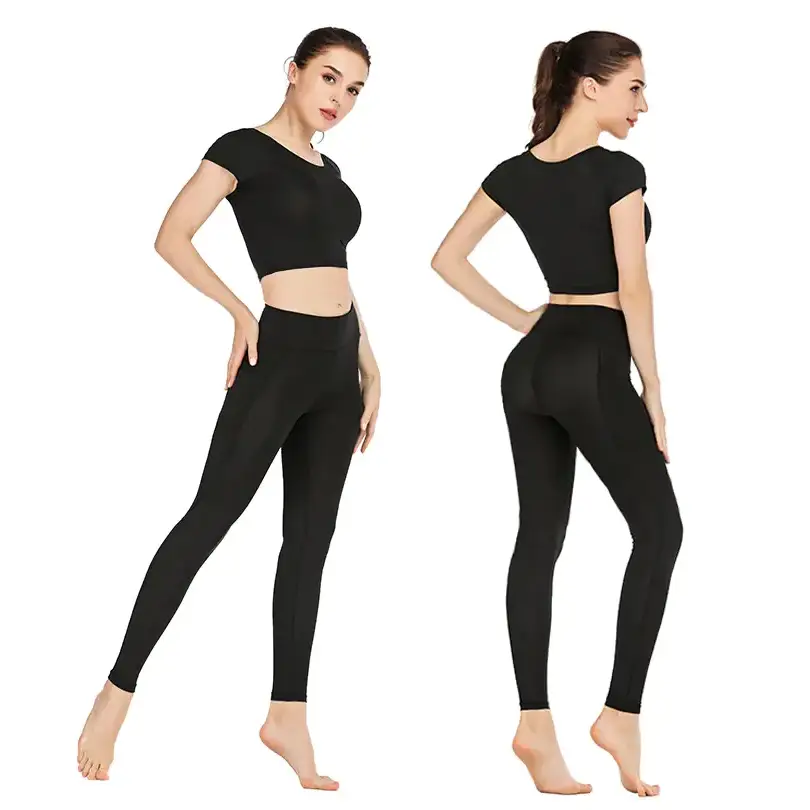 Multicolor Cropped Yoga Outfit Set for Women