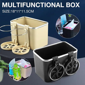 Multifunctional Car Organizer with Lid and Cup Holder