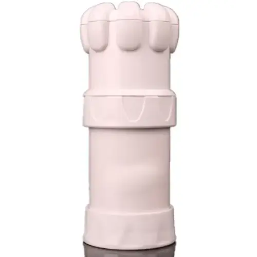 White plastic cylindrical object with segmented design and textured top
