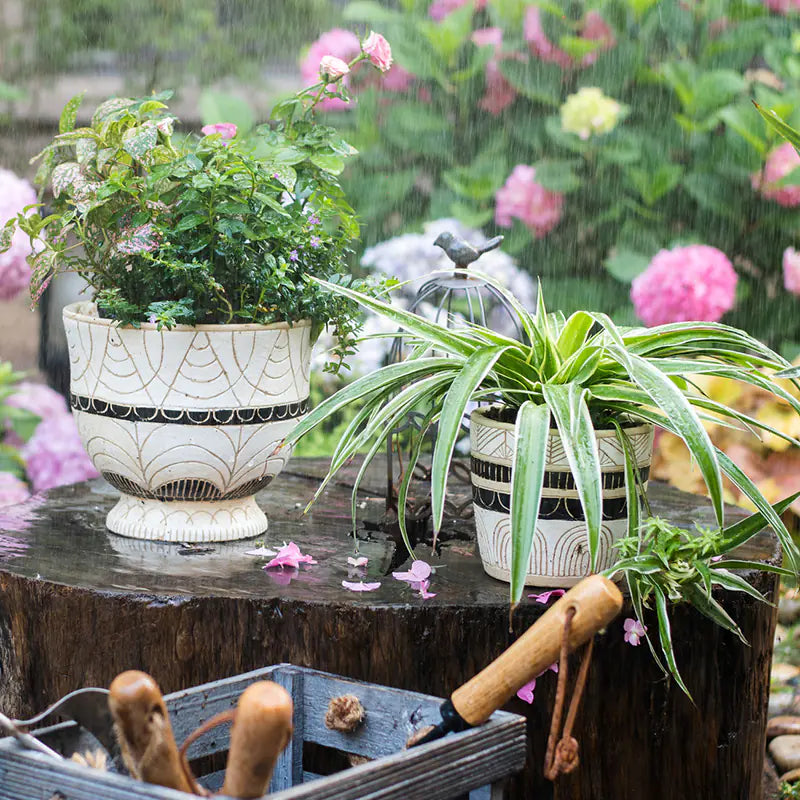 Egyptian Pattern Tall Flower Pot for Garden Decor - Joomcy