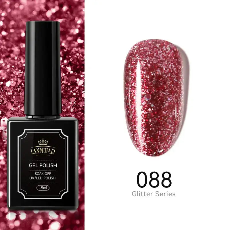 A bottle of lammuiar gel polish in shade 088, featuring a black square container with a glossy finish and gold lettering on the label.