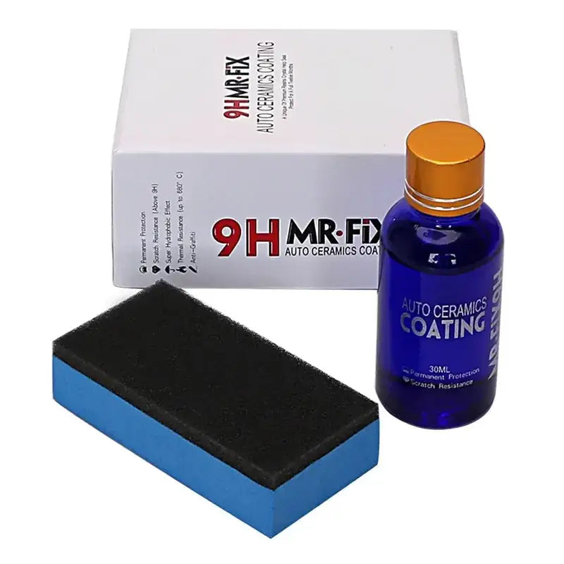 Blue glass bottle with gold cap containing 30ml of auto ceramic coating.