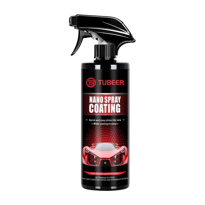 Black spray bottle of tubeer nano spray coating with a glossy finish and red branding.