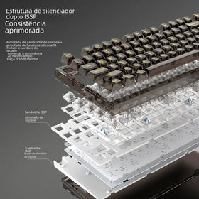 Black keyboard with gold lettering and a transparent silicone layer.