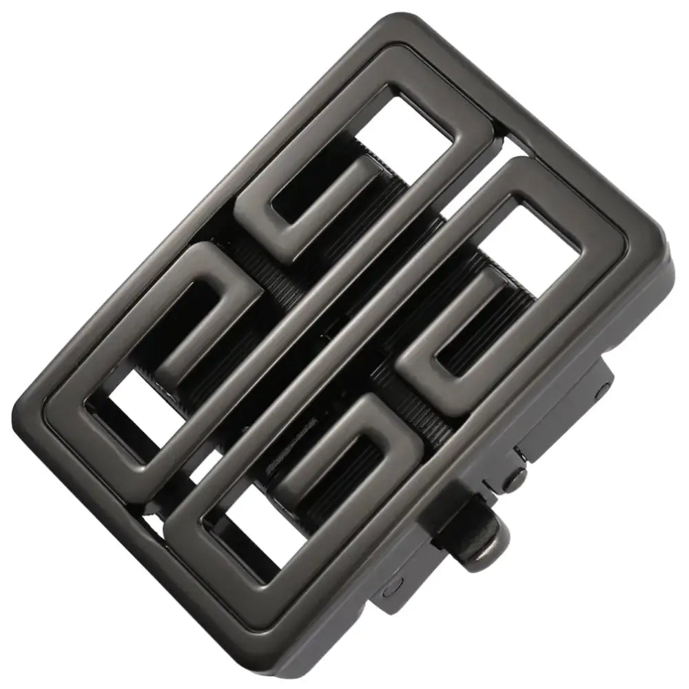 Black matte-finish plastic car air vent cover with a geometric, rectangular grid design.