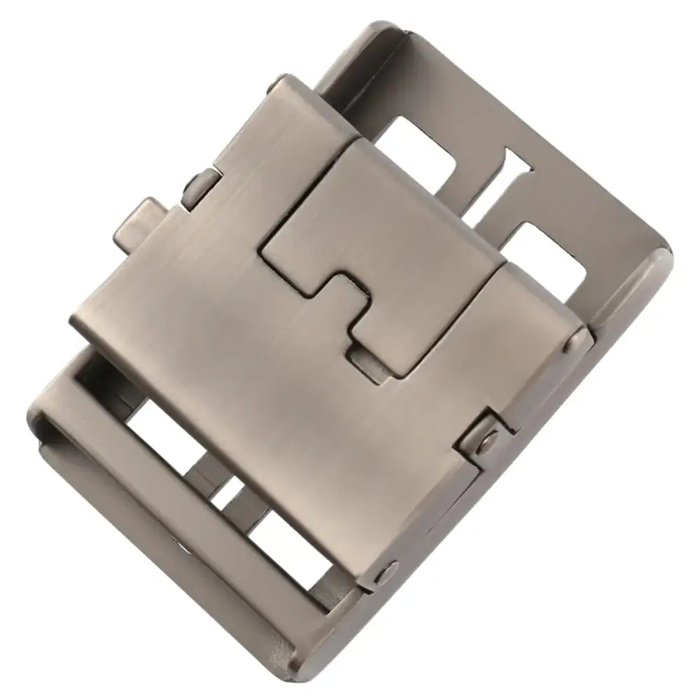 Silver-toned metal watch buckle with a sleek, modern design featuring interlocking puzzle-piece-like segments.