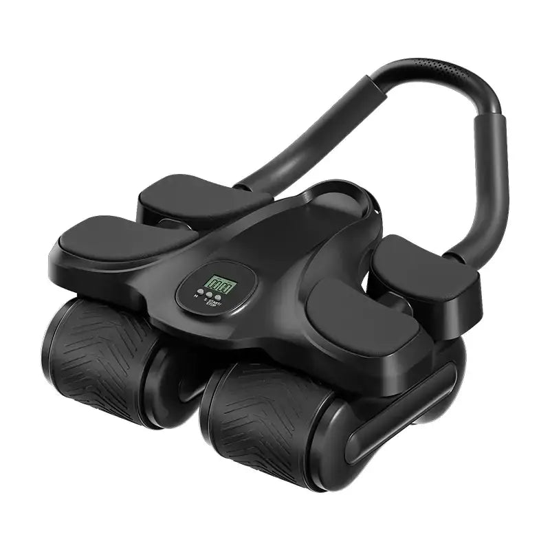 Black plastic and rubber ab roller with digital display.