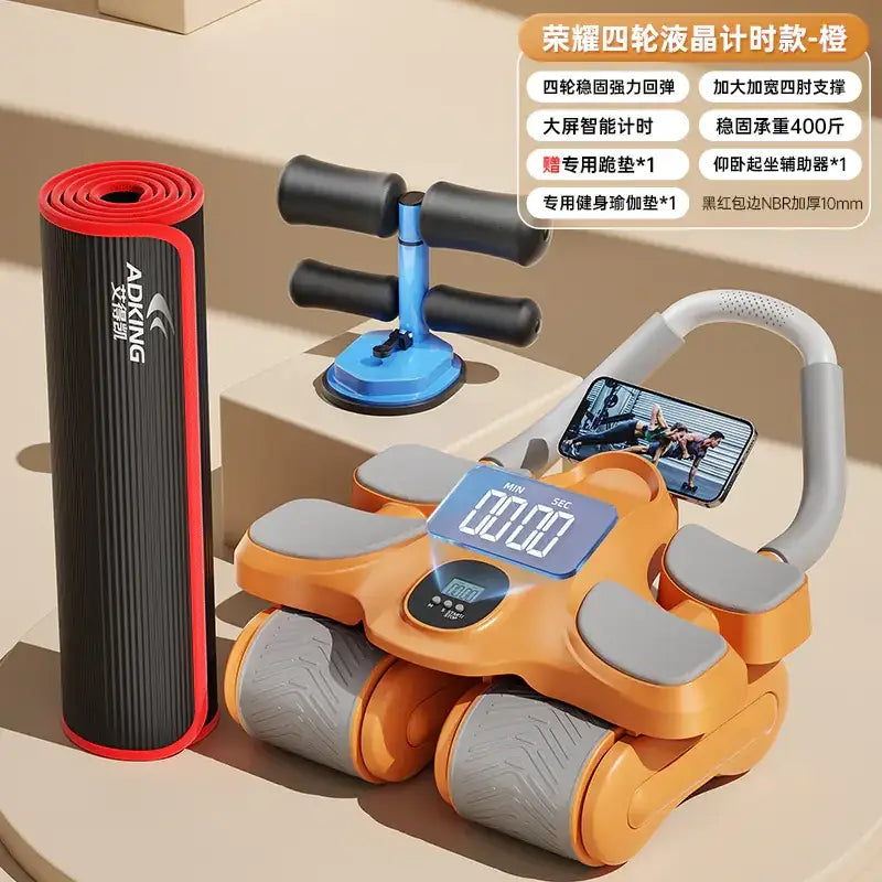 Orange and gray smart fitness roller with digital display