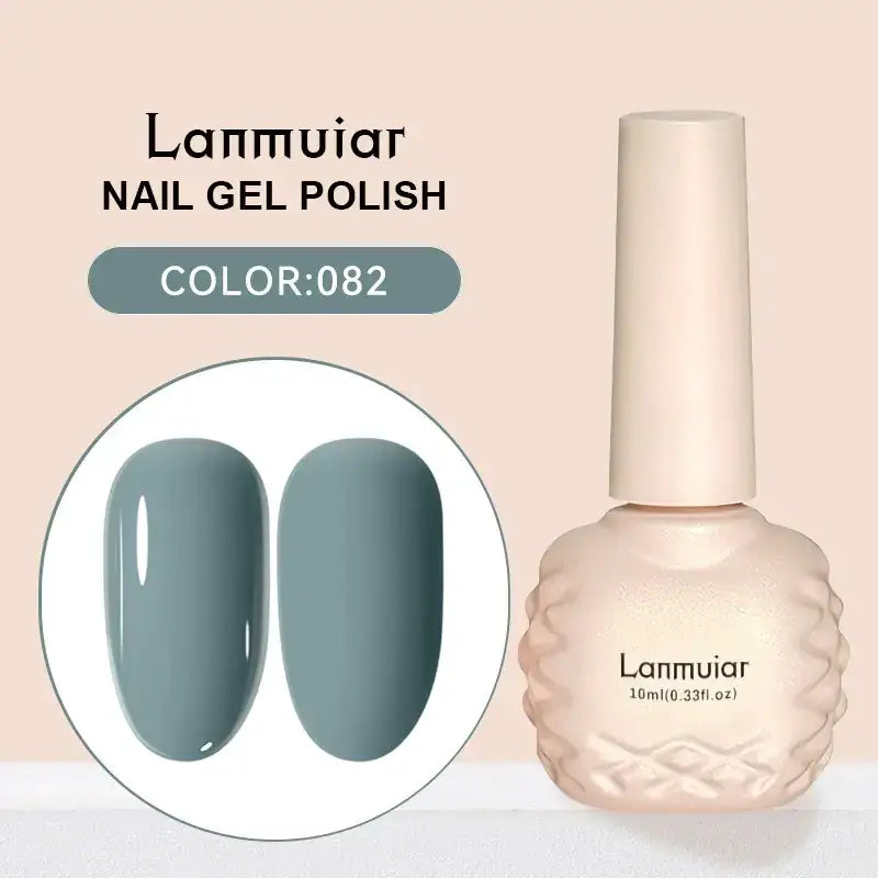 Lanmuiar nail gel polish in a textured, pale pink bottle with a matching cap and color 082.