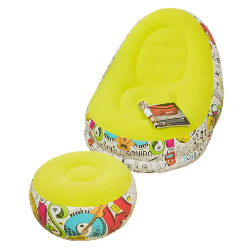 New Inflatable Graffiti Lazy Sofa with Ottoman