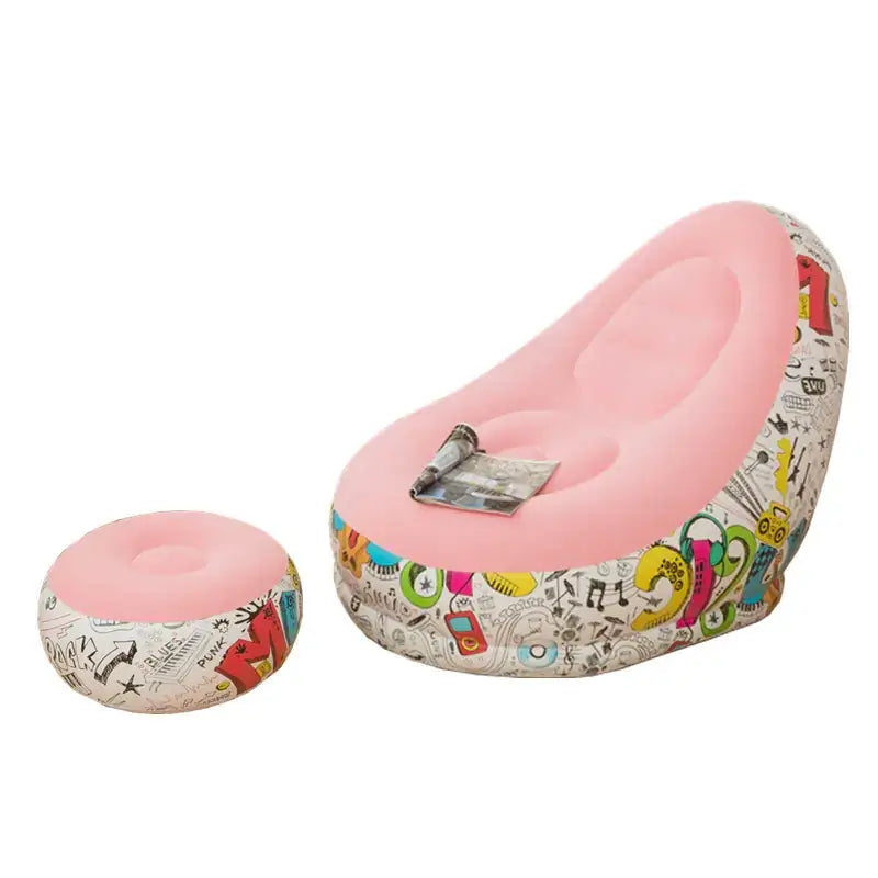 New Inflatable Graffiti Lazy Sofa with Ottoman