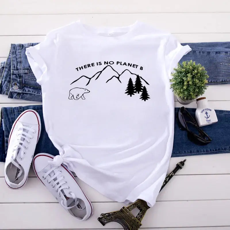 New Letter Print Cotton Short Sleeve T-Shirt