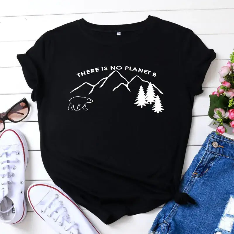 New Letter Print Cotton Short Sleeve T-Shirt