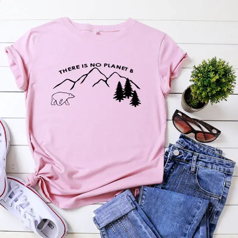 New Letter Print Cotton Short Sleeve T-Shirt