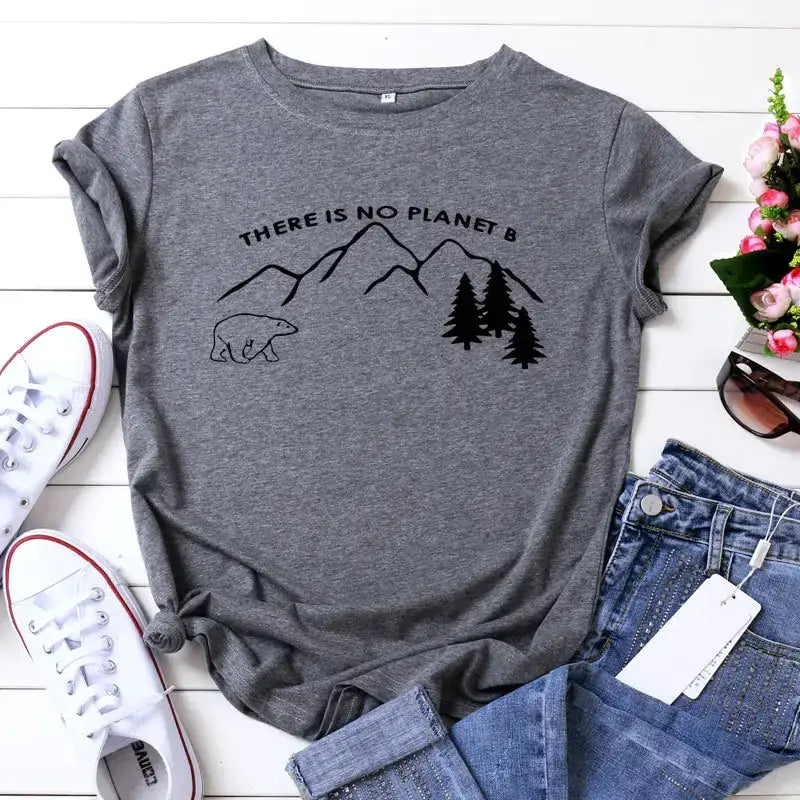 New Letter Print Cotton Short Sleeve T-Shirt