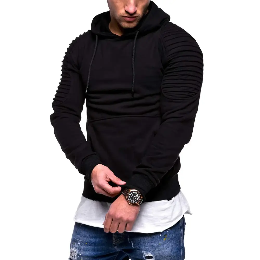 New Men's Striped Pullover Hoodie with Raglan Sleeves